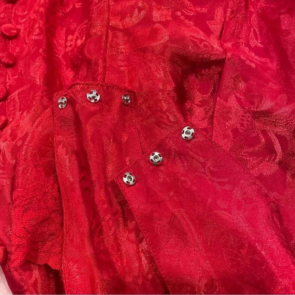 Vintage Victoria’s Secret Gold Label Red Brocade Teddy One Piece Bow Lingerie - Picture 10 of 13